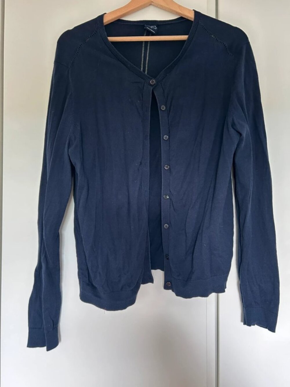 Lightweight Women's Button-Down Cardigan in Navy Blue